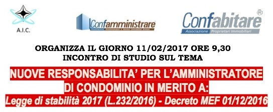 11 febbraio 2017 – Taranto: Nuove responsabilità per l’amministratore di condominio