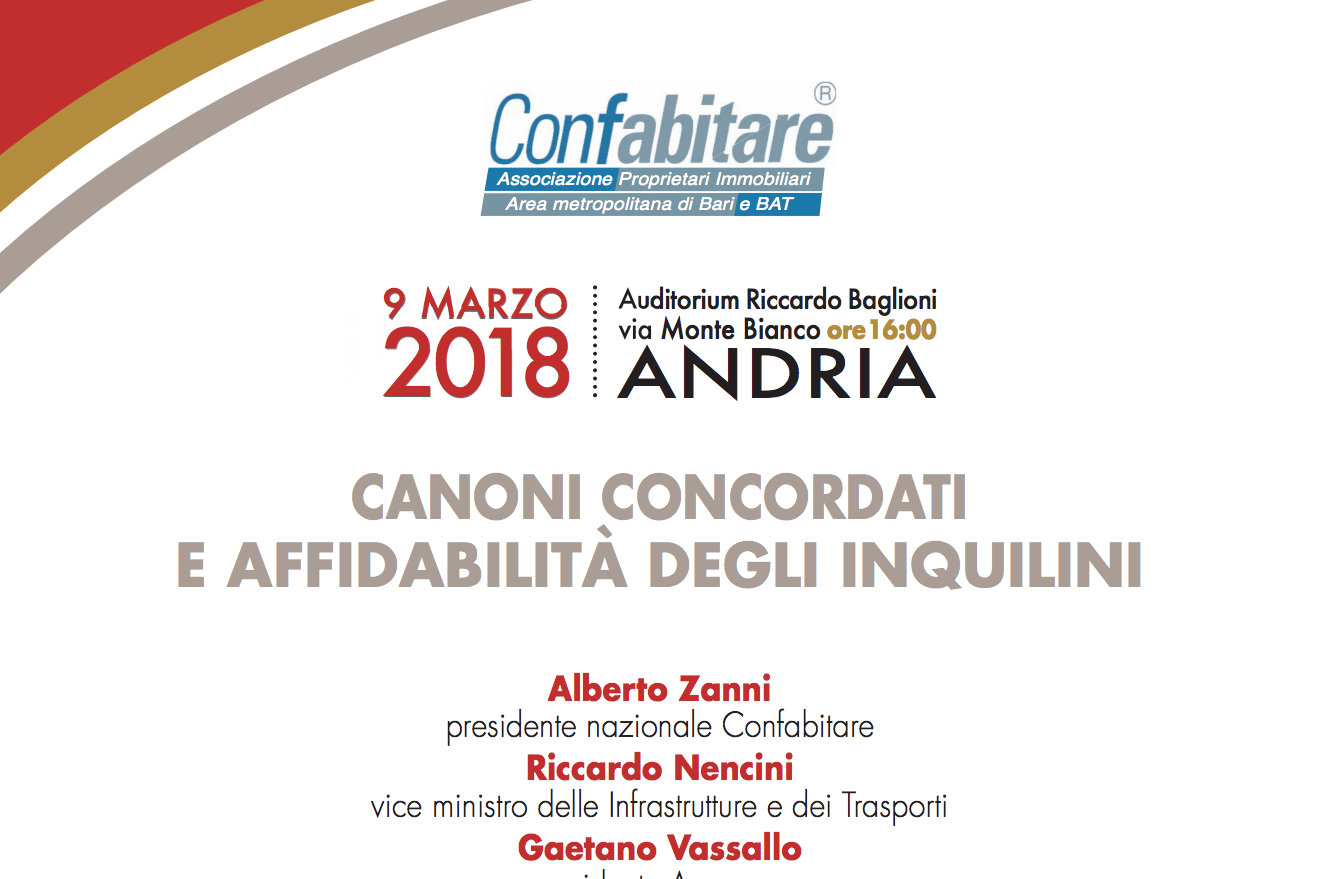 Convegno Andria – Canoni concordati e affidabilità degli inquilini 9 Marzo 2018