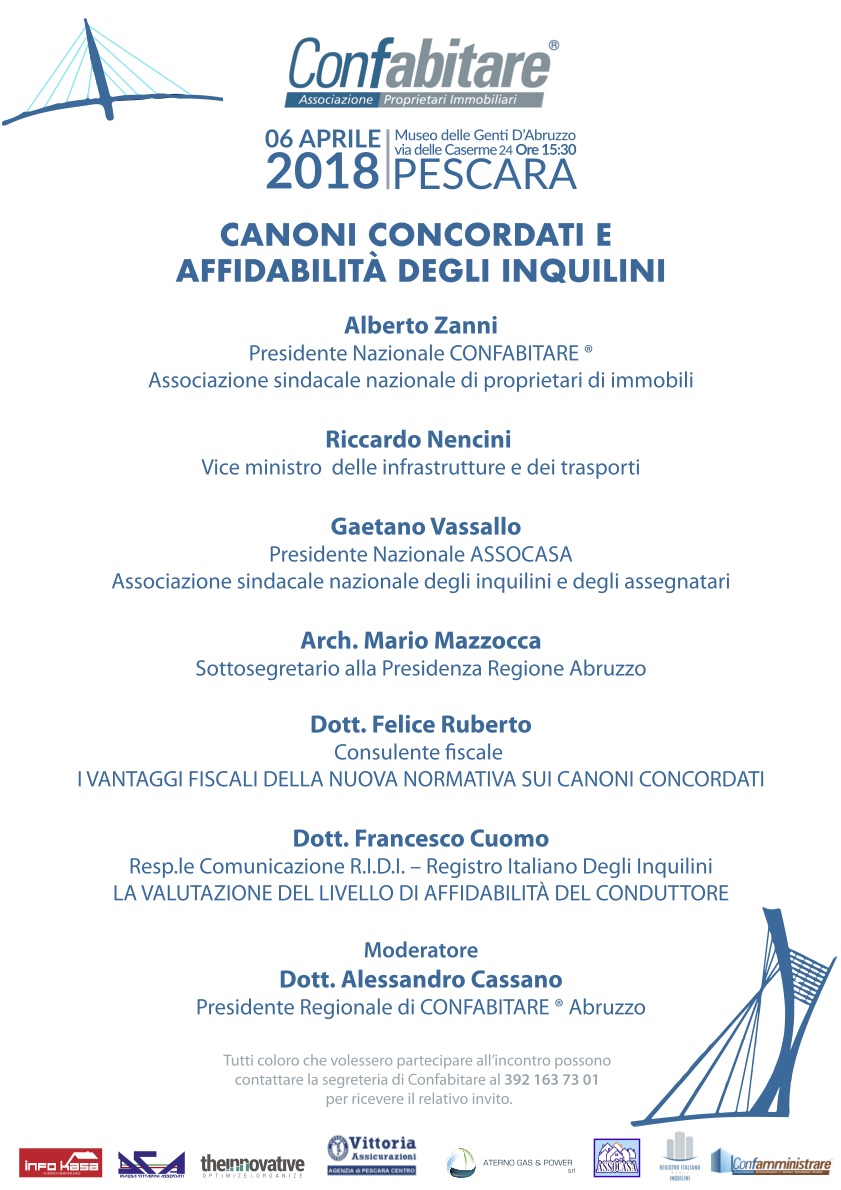 Convegno Pescara – Canoni concordati e affidabilità degli inquilini 6 Aprile 2018