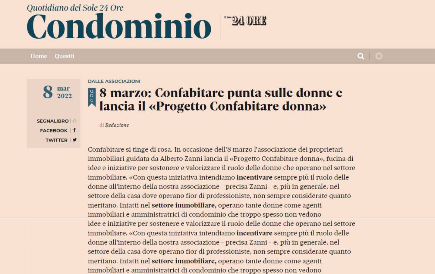 8 marzo: Confabitare punta sulle donne e lancia il «Progetto Confabitare donna»