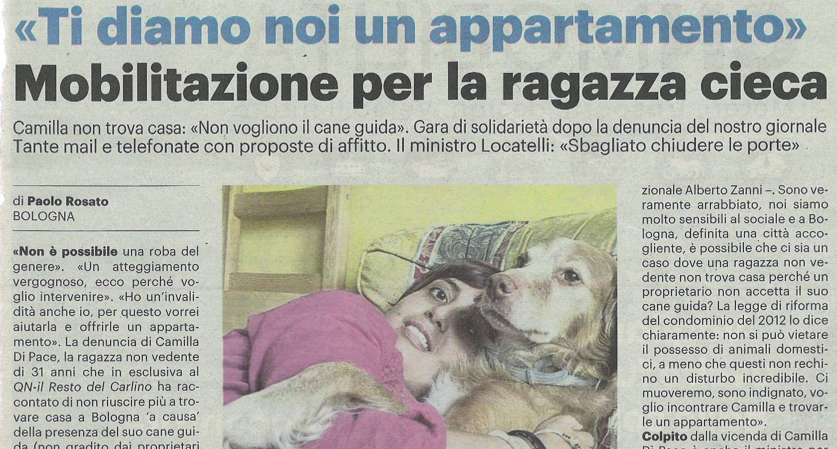 Ti diamo noi un appartameento. Mobilitazione per la ragazza cieca