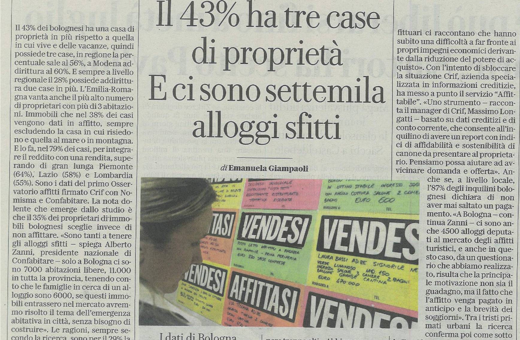 Il 43% ha tre case di proprietà. E ci sono settemila alloggi sfitti